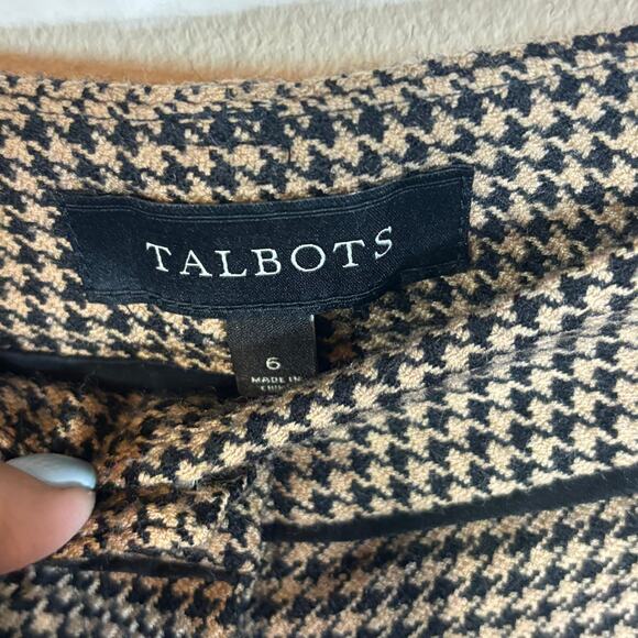 Talbots Pants Womens Size 6 Wool Blend Houndstooth Plaid Trouser Office Academia - Picture 2 of 6
